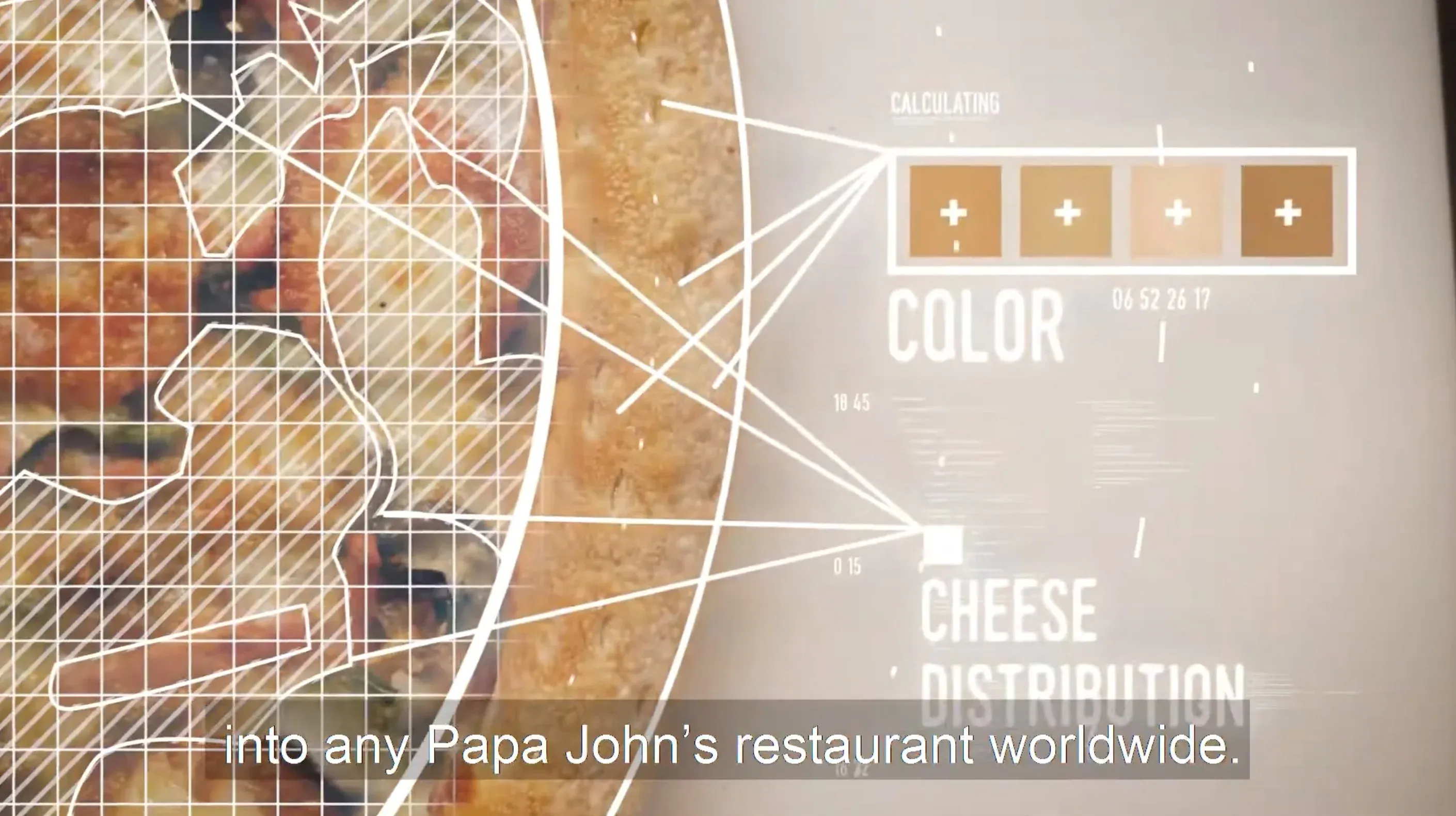 Анализ цвета пиццы. Кадр из видеоролика